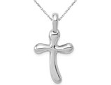 14K White Gold Freeform Cross Pendant Necklace with Chain